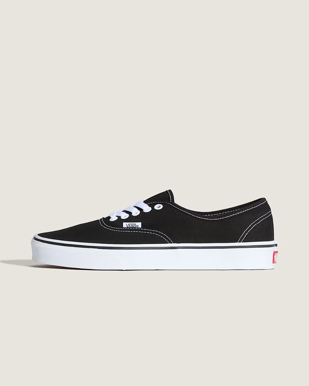 Vans Authentic Black White side view skate shoe