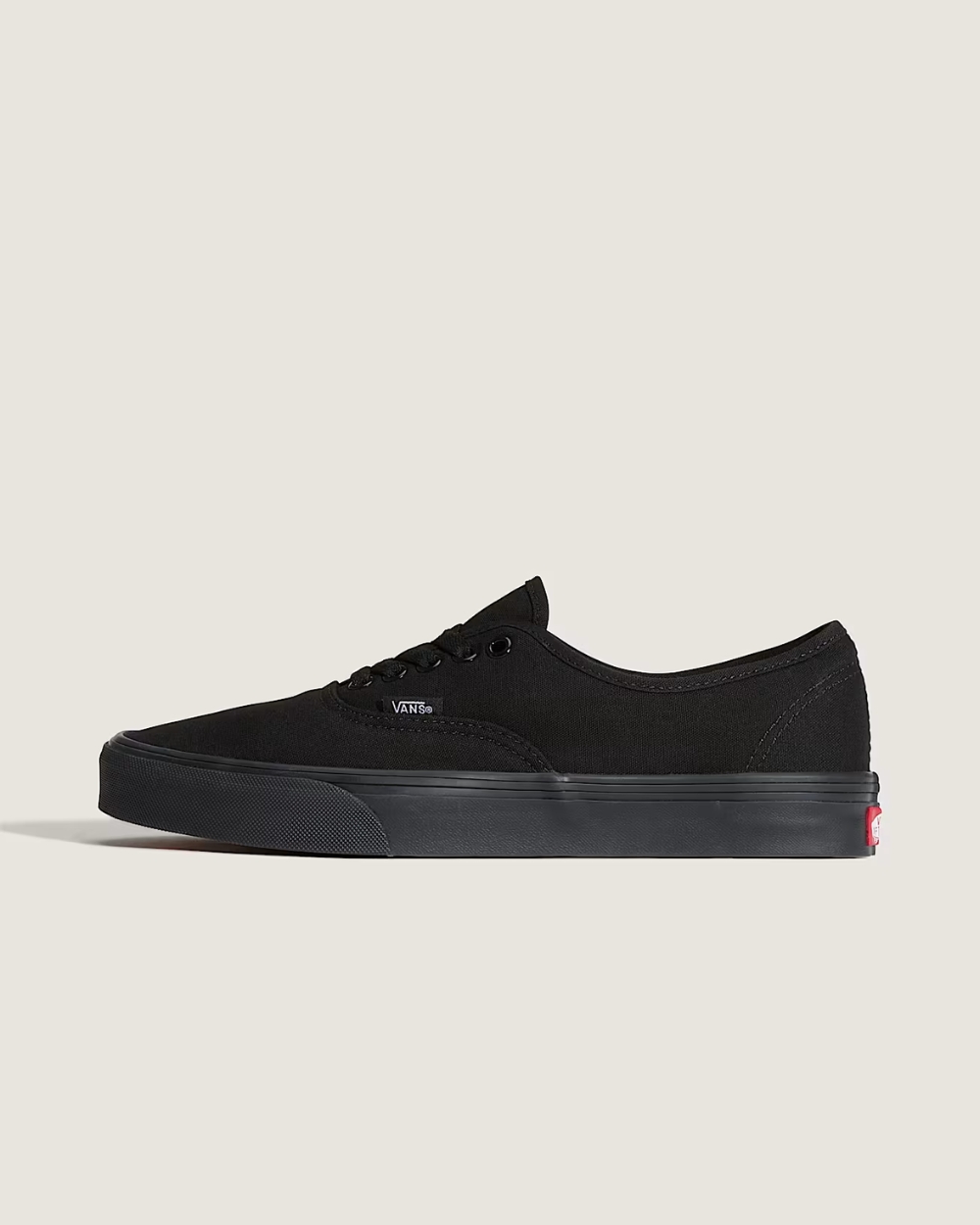 Vans Authentic Black Black side view skate shoe