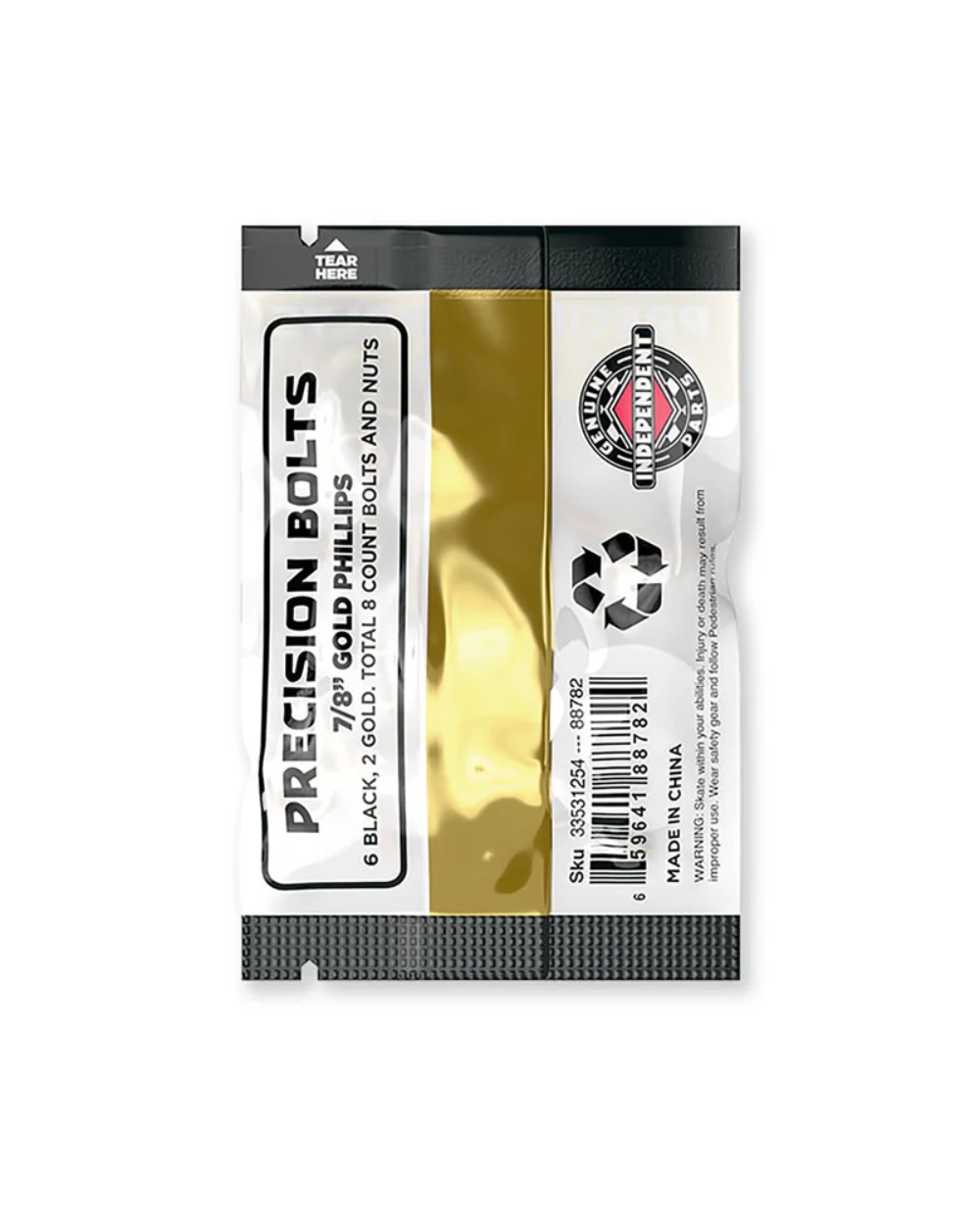 ndependent Phillips Hardware Gold – Back Packaging View with Product Details and Sizing Information, Richmond Surf & Skate Richmond