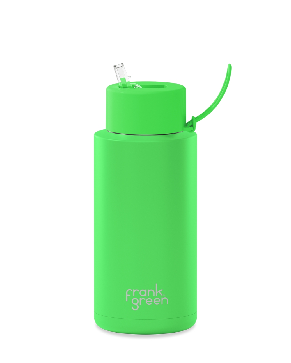 frank green Ceramic Reusable Bottle 34oz in Neon Green colour on display at Richmond Surf & Skate