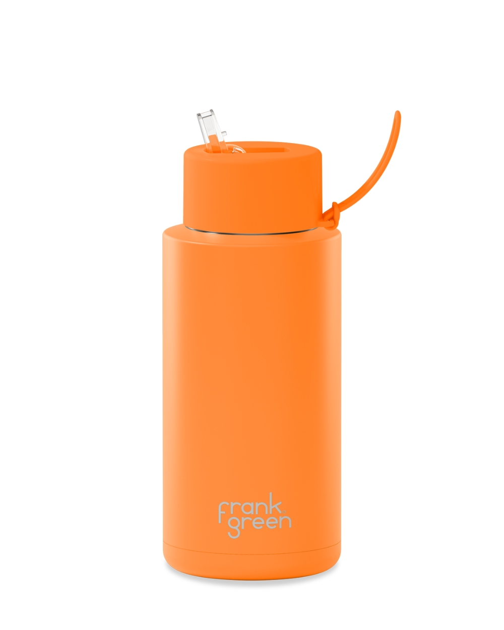 frank green Ceramic Reusable Bottle 34oz in Neon Orange colour on display at Richmond Surf & Skate