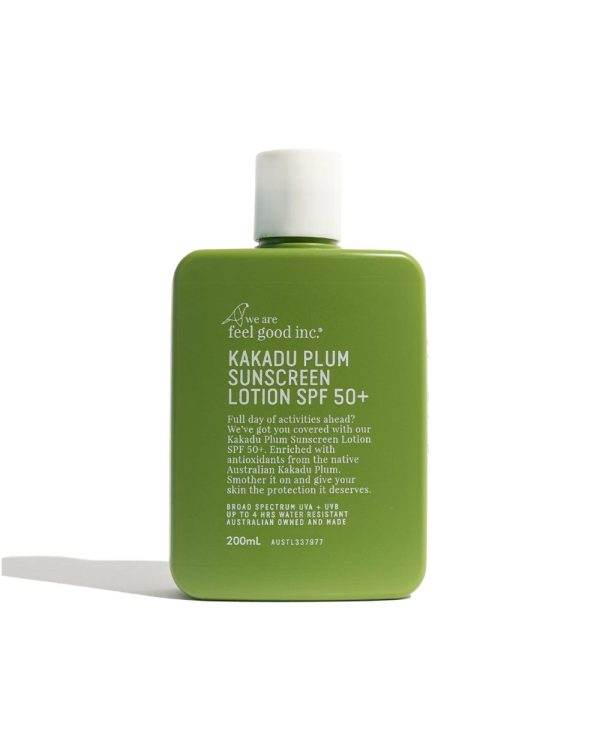 Kakadu Plum Sunscreen Lotion SPF 50+ by We Are Feel Good Inc. Natural Australian sun protection with Kakadu Plum extract, vitamin C and antioxidants, available at Richmond Surf and Skate