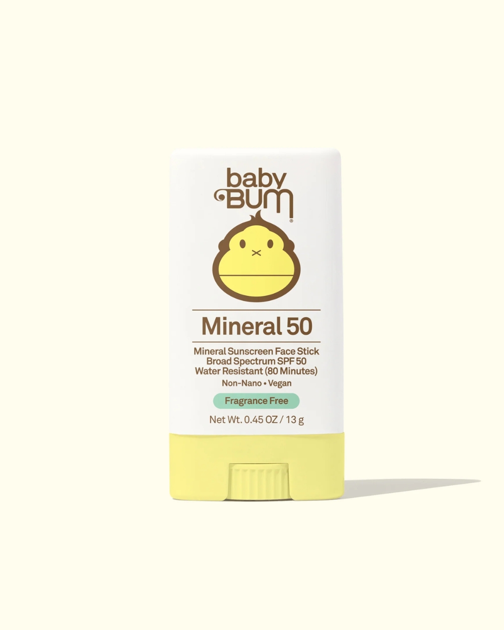 “Sun Bum Baby Bum Mineral SPF 50 Sunscreen Face Stick 13g front view”