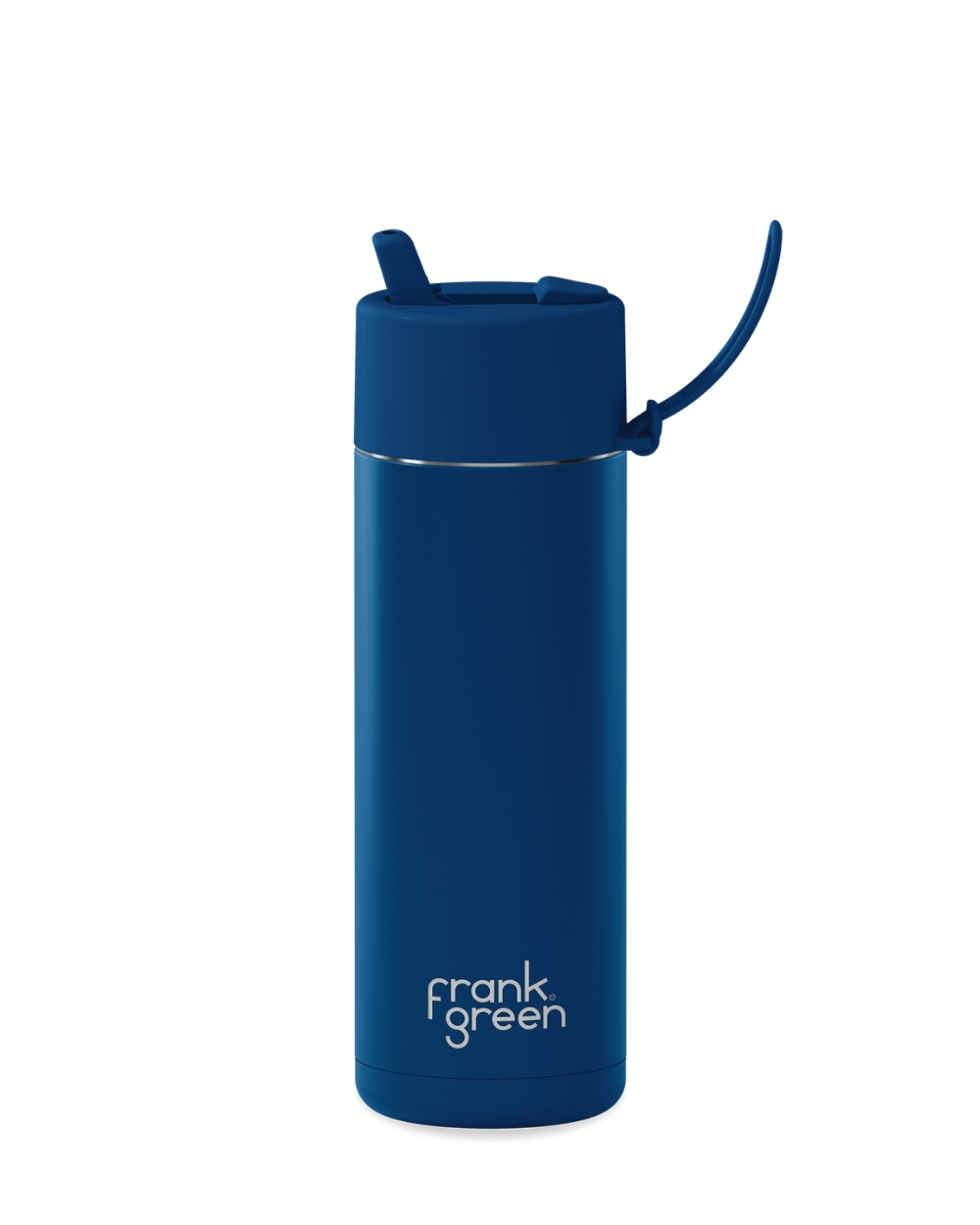Frank Green 595ml Ceramic Reusable Bottle in Deep Ocean– insulated reusable drink bottle with carry lid